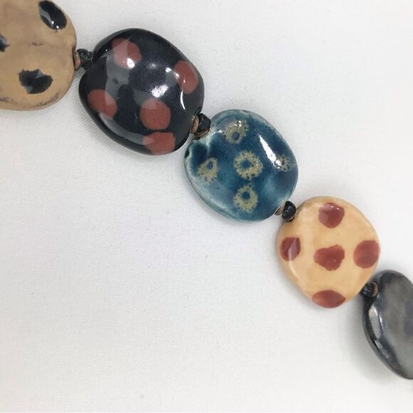 Multicolored Polka Dot Squared Bead Vintage 14” Necklace - Picture 14 of 16